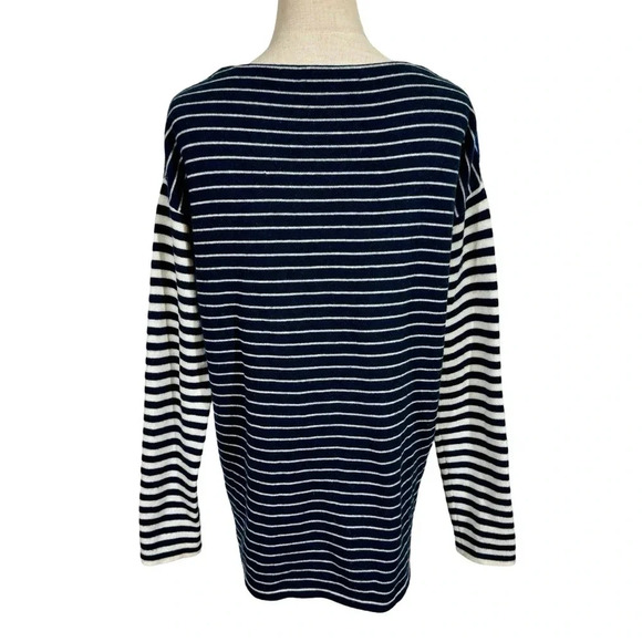 Jenni Kayne 100% Cashmere Colorblock Striped Oversized Boyfriend Sweater - Picture 4 of 11